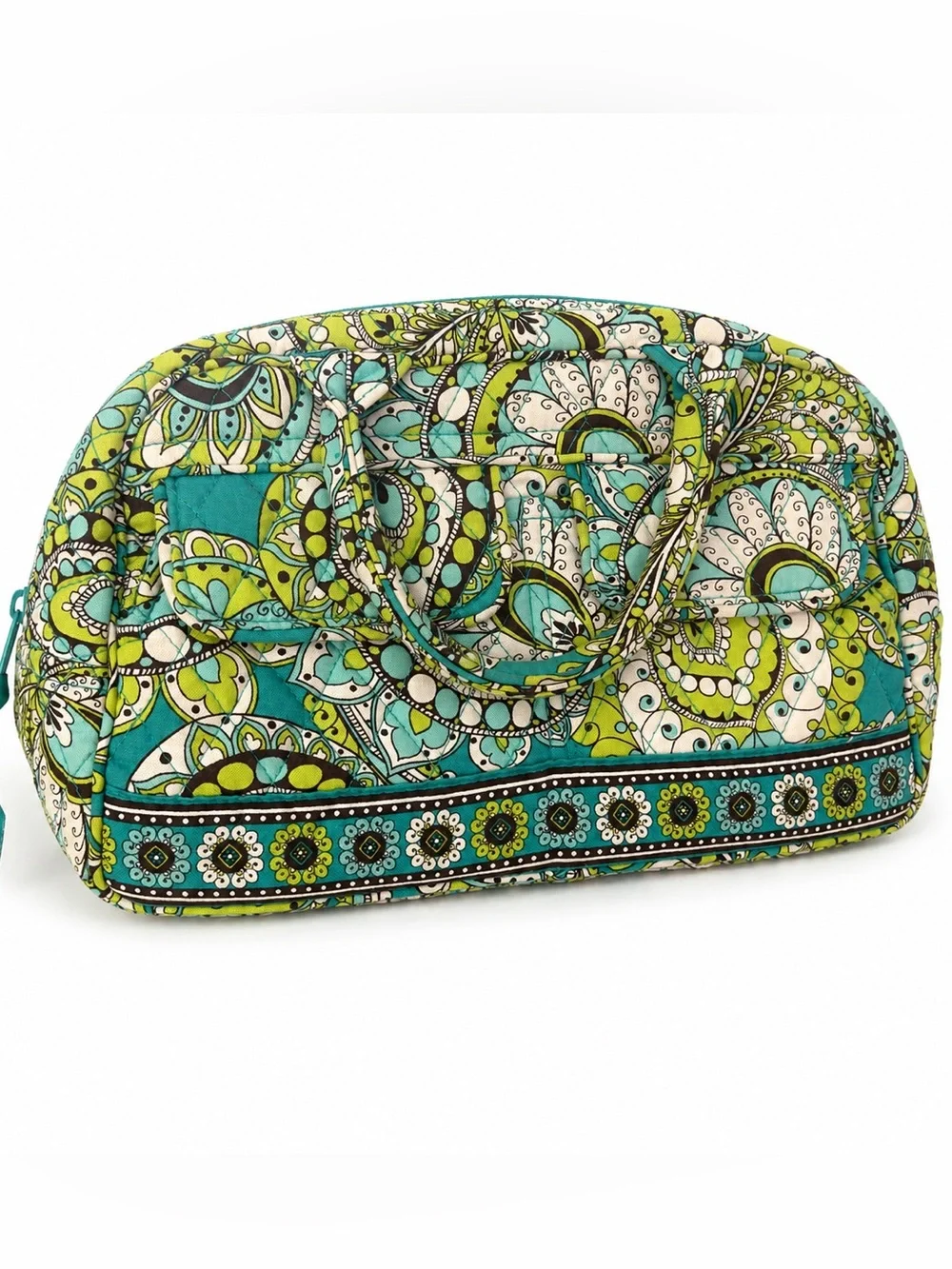 Vera Bradley Lola Small Bowler Satchel Peacock Retired Pattern Handbag